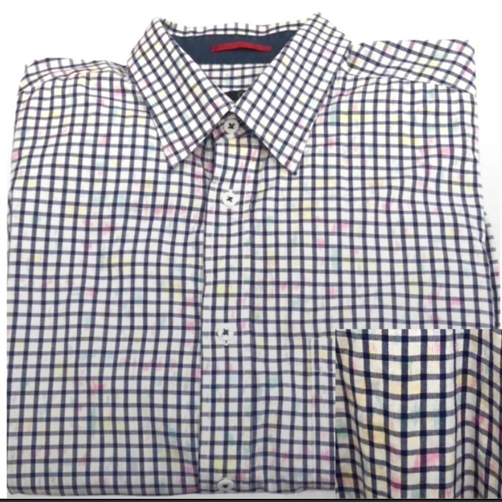 BUGATCHI UOMO WINDOWPANE WITH WATERCOLORS SHIRT